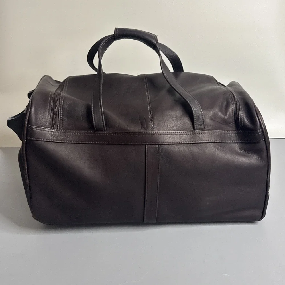 Piel Leather Duffel On Wheels - Brown - 21.5x10.5x10